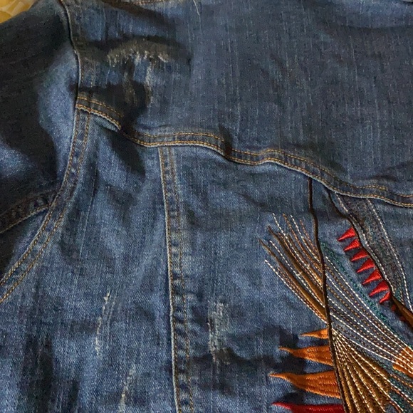 Aztec Distressed look denim jacket plus size 2x - Picture 8 of 12
